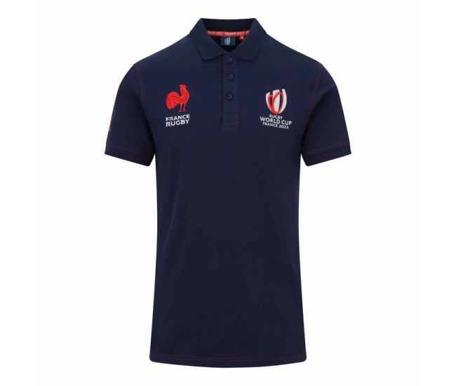 France RWC Mens Cotton Navy Rugby Polo 2023