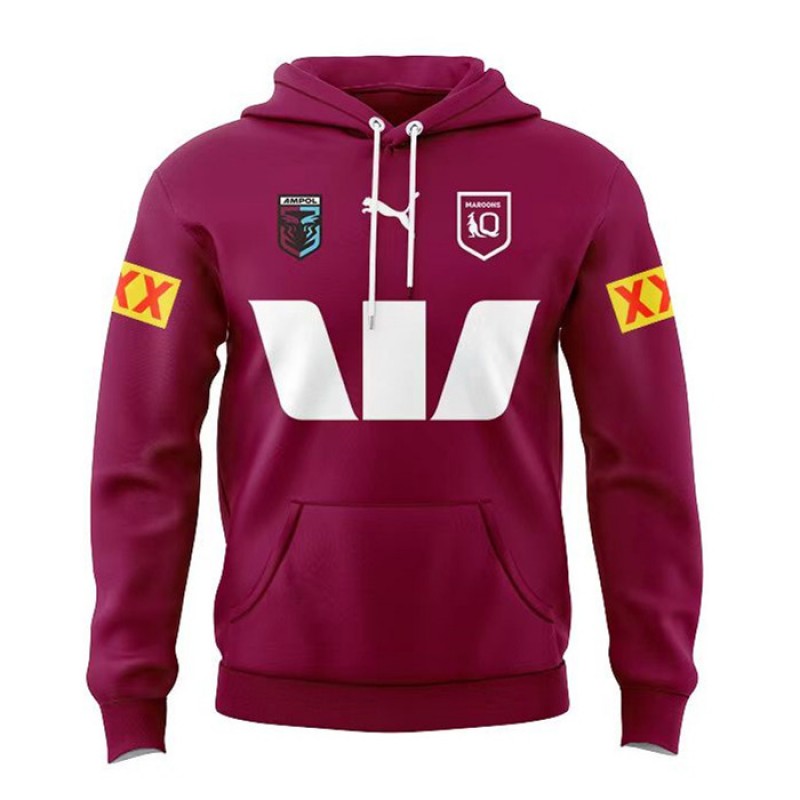 QLD Maroons Mens Team Rugby Hoodie 2024 Red
