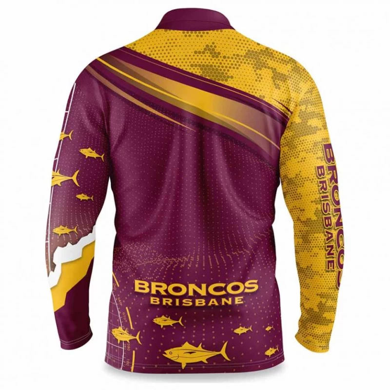 Brisbane Broncos Mens Fishfinder Fishing Rugby Shirt 2022