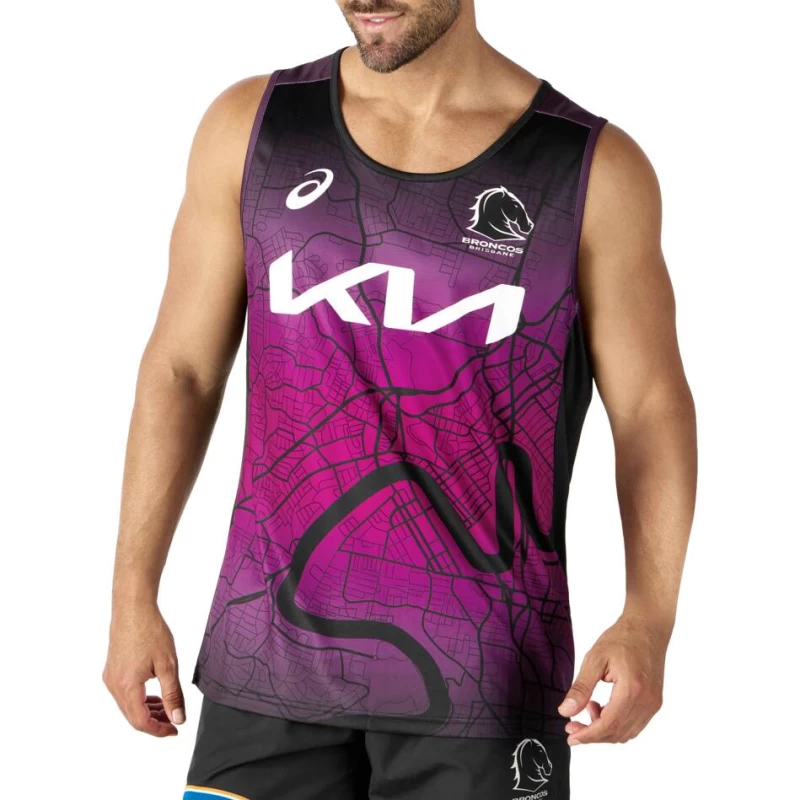 Brisbane Broncos Mens Training Rugby Singlet 2024