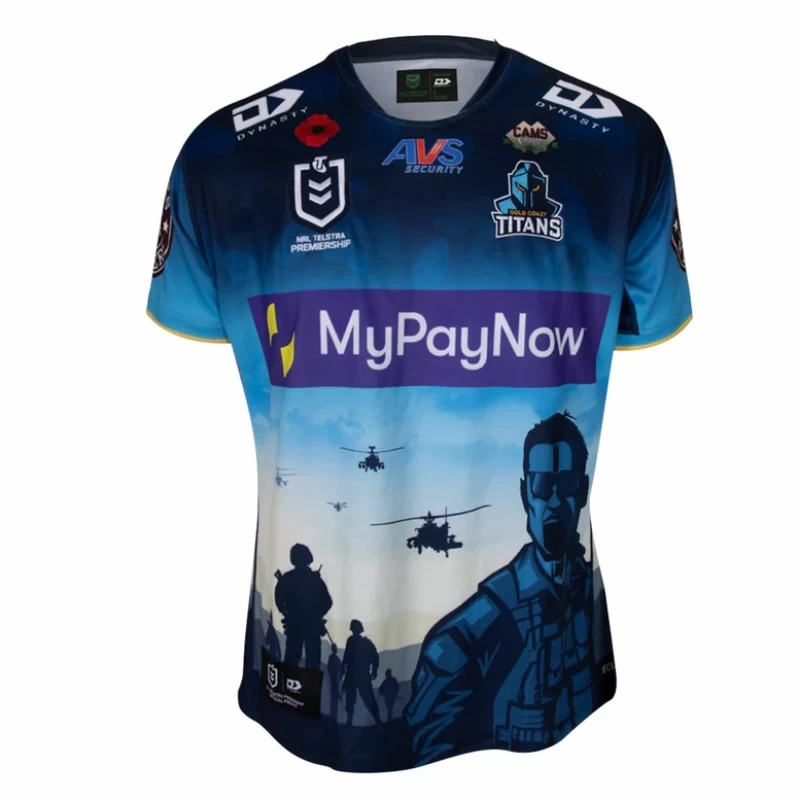 Gold Coast Titans Mens Anzac Rugby Jersey 2023