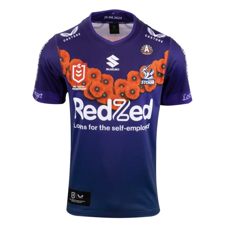 Melbourne Storm Mens Anzac Rugby Jersey 2023