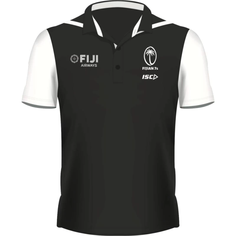 Fiji Airways Sevens Performance Mens Rugby Polo Black 2021
