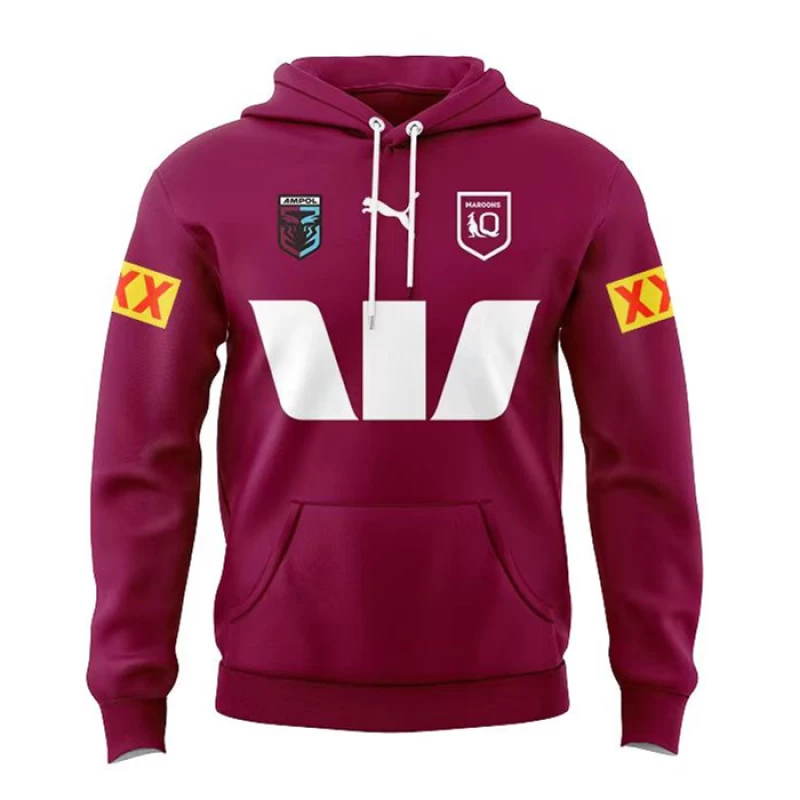 QLD Maroons Mens Team Rugby Hoodie 2024 Red