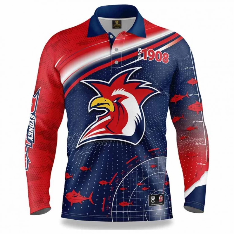 Sydney Roosters Mens Fishfinder Fishing Rugby Shirt 2022