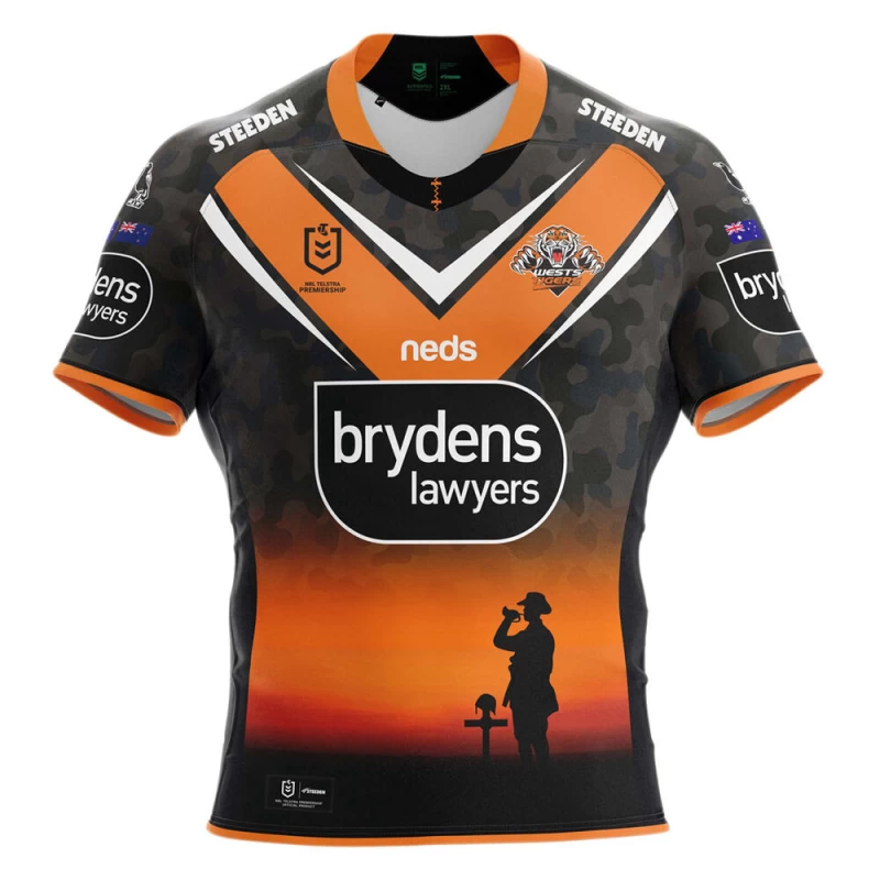 Wests Tigers Mens ANZAC Rugby Jersey 2021