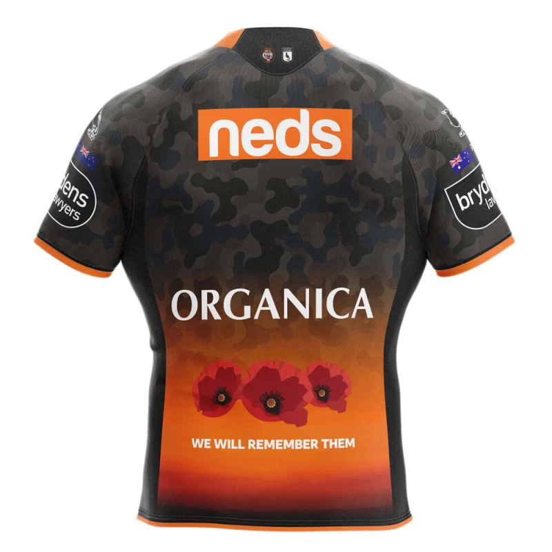 Wests Tigers Mens ANZAC Rugby Jersey 2021